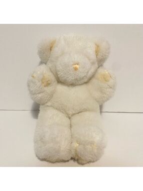 Gund Baby Teddy Bear 1979 Rattle White Stuffed Animal Plush Lovey Sleepy Eyes